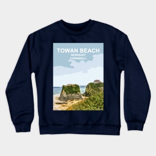 Towan Beach Newquay Cornwall. Cornish gift. Travel poster Crewneck Sweatshirt